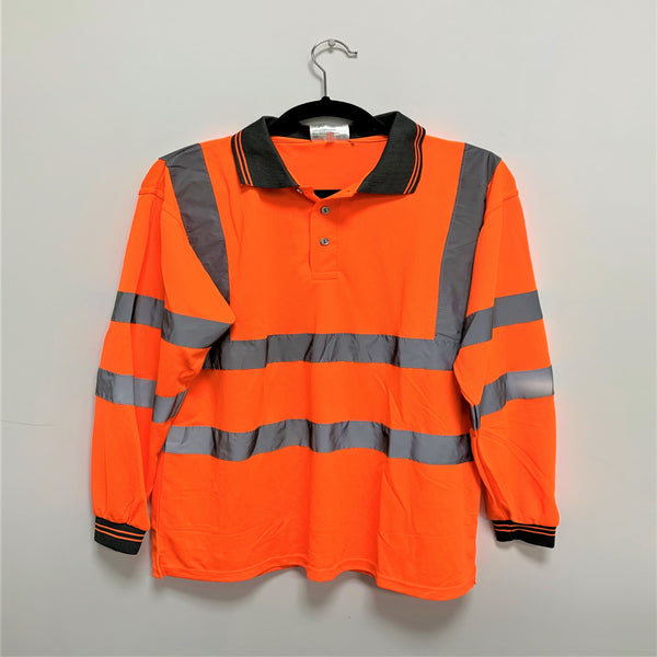 Mixed Hi-Vis Safety Orange Long Sleeve Collar Neck Shirts